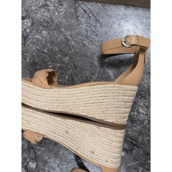 Calvin Klein Womens Thea Platform Wedge Heel Espadrille Sandal Ankle Strap Beige - Picture 6 of 14